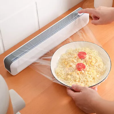 Magnetic Cling Film Dispenser Food Wrap Tin Foil Baking Paper Roll Holder Cutter • £8.95