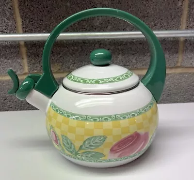 VILLEROY & BOCH Metal Whistler Kettle Teapot- French Garden Bay Leaves Rare • $125