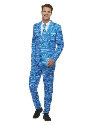 Adult Mens Christmas Wrapping Paper 3 Piece Suit Fancy Dress Costume • £25.75