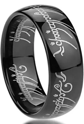 Lord Of The Elvish Rings Silver Tungsten Promise One Ring Mens Comfort Fit Band • £6.76