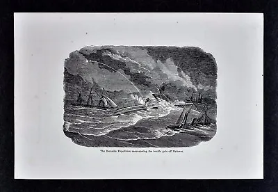 1865 Civil War Print - Burnside Expedition In Storm Off Cape Hatteras  Ships Sea • $9.99