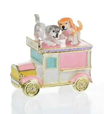 Car With Dogs Trinket Box Hand Made  By Keren Kopal With  Austrian Crystals • $3