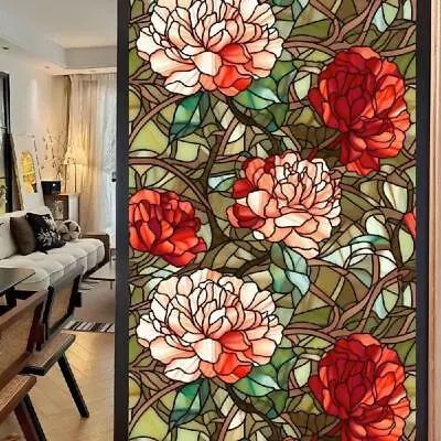 Colorful Window Sticker Removable Shower Door Privacy Film Flower Sticker Home • $26.46