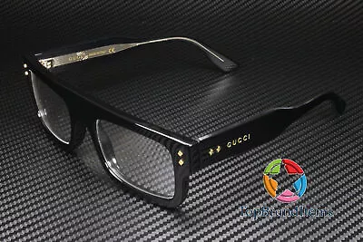 GUCCI GG1085O 001 Rectangular Black Crystal Demo Lens 52 Mm Men's Eyeglasses • $200.98