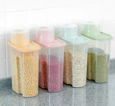 4x Containers Airtight Food Storage Kitchen Accessories Cereal Tub Lid Boxes Set • £8.49