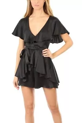 Zimmermann Silk Wrap Playsuit Black - Size 1 • $99.95