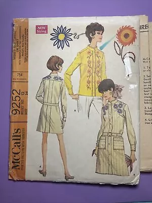 9252 Vintage McCalls SEWING Pattern Misses Size 12 Uncut W Embroidery Transfers • $19.99