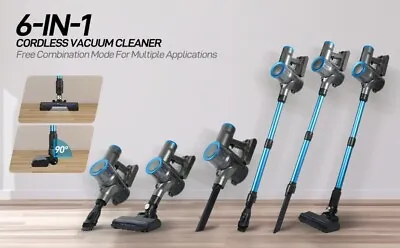 6 In 1 Vacuum Upright Cleaner Pet And Allergy Vacuum CleanerBlueRechargeable • £52.99