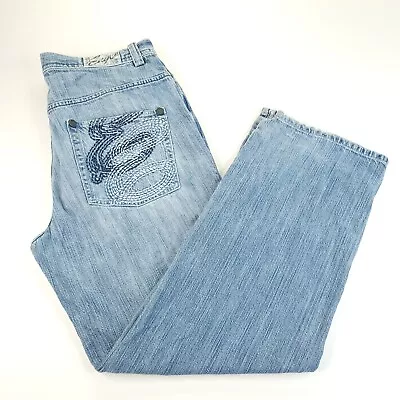 VTG Enyce Jeans Men's 36x33 Blue Wide Leg Baggy Y2k Hip Hop Skater Embroidered • $54.95