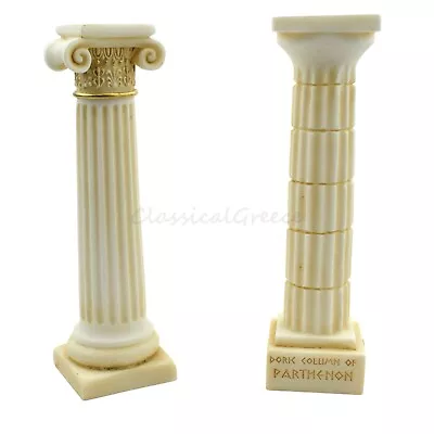 Ancient Greek Doric And Ionic Column 6.5  Alabaster  - 16.50cm Cast Marble • $55.99