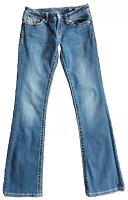 Miss Me Women’s Boot Cut Low Risa Embellished Blue Jeans Size W30 X L34 JP6190B • $22