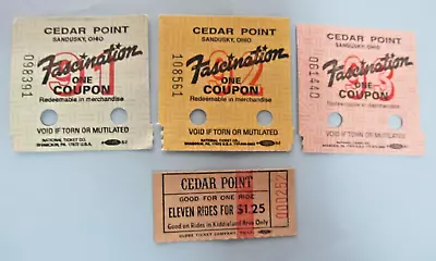 Vintage 1960/70s CEDAR POINT Amusement Park Ride Ticket & 3 Fascination Tickets • $10