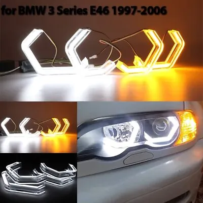 M4 Style Amber Turn Signal DRL LED Angel Eyes Kit For BMW 3 Series E46 1997-2006 • $80