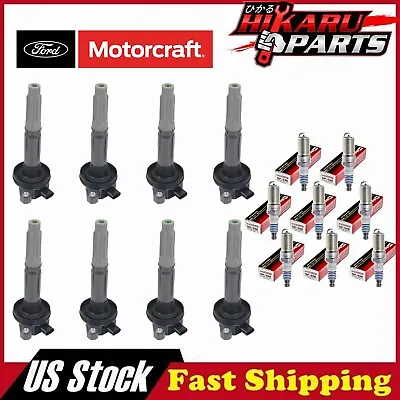 8x Ignition Coil + 8x Motorcraft Spark Plug For Ford F-150 Mustang 2016-2017 5.0 • $189.89