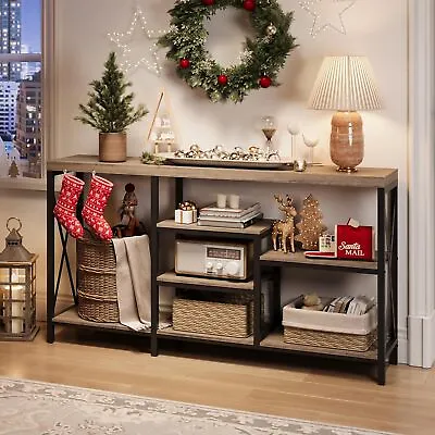 55 In Console Table Narrow Long Couch Sofa Table With 7 Tier Storage For Hallway • $129.99