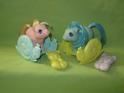 VINTAGE '87 My Little Pony G1 Newborn Twins Set NOODLES & DOODLES +Snail Rockers • $39.99