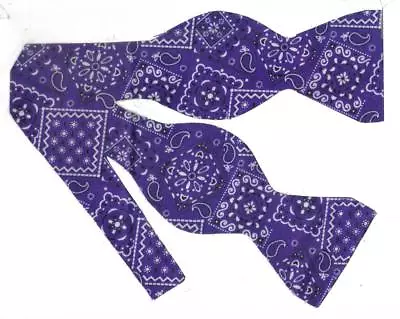 Purple Bandana Bow Tie / Dark Purple / Cowboy Western Bandana / Self-tie Bow Tie • $14.99