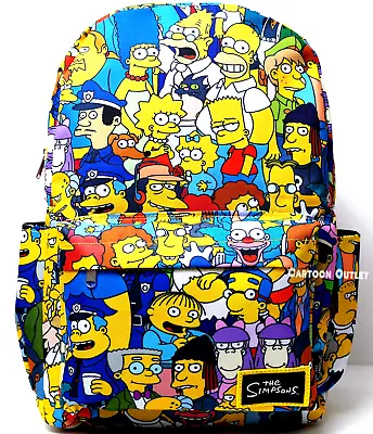 The Simpson Backpack All Print 17  Travel Carry All Art Book Bag Krusty Lisa New • $54.95