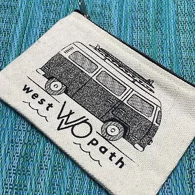 West Path VW Bus Van Fabric Coin Purse Change Pouch Zips Natural Volkswagen 3x4 • $4.99