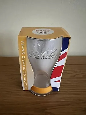 1 X Yellow Coca Cola Glass McDonalds London 2012 Olympic Games  NEW/BOXED • £4