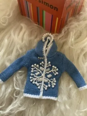 MICHAEL SIMON? Christmas Sweater Ornament / Hanger Blue Snowflake Hoodie Beaded • $34.99