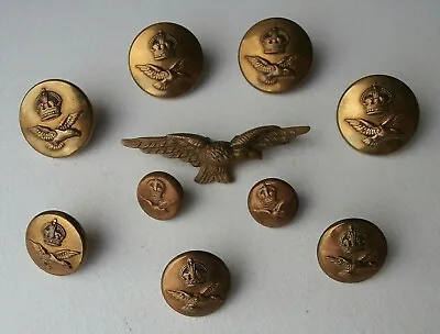 £39.99 • Buy 100% Genuine WW2 Royal Air Force RAF Officers Side / Forage Cap Badge & Buttons