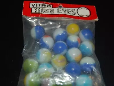 Vintage Vitro Agate Tiger Eyes Marble Bag With 20 Player Marbles B-6 • $14