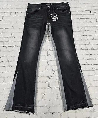 Rebel Vengeance Stacked Fit Rock Punk Alternative Goth Black Jeans MENS 36 • $59.99