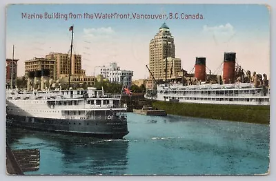 1937 Vancouver B.C. Canada Marine Building & Steamers Antique Postcard Crease • $9.11