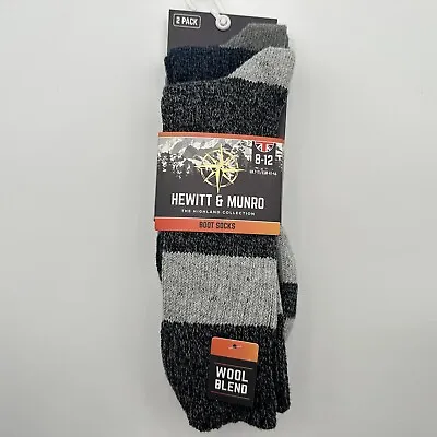 Hewitt & Munro Men's Boot Socks Highland Collection Wool Blend Size 8-12 2-Pack • $7.20