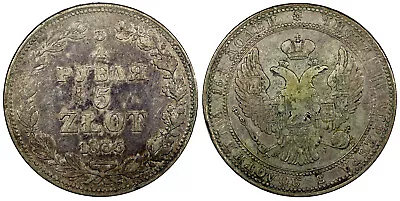 POLAND RUSSIAN Silver 1835 MW 3/4 RUBLE 5 ZLOT WARSAW MINT VF-XF BITKIN-1139 (3) • $180