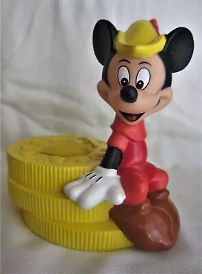 Rare 1980's Disney MICKEY MOUSE As ROBIN HOOD Plastic COIN BANK Intact W/Stopper • $9.99