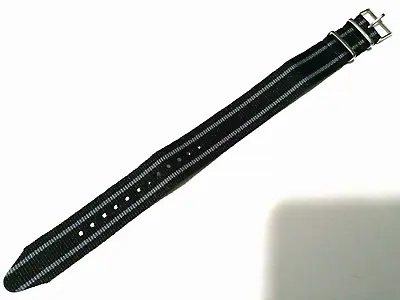 Easy Pass Thru Nylon ONE PIECE Fits Any 20mm Watch Band Black W/2 Gray Stripes • $7.99