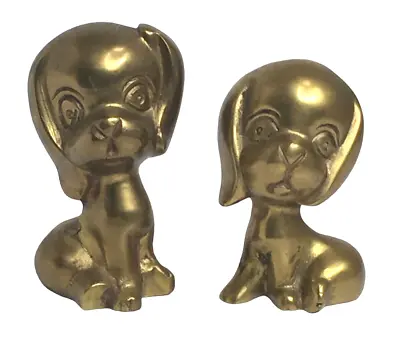 Vintage Droopy Ear Solid Brass Dogs Puppies Figurines Paperweights • $21.95