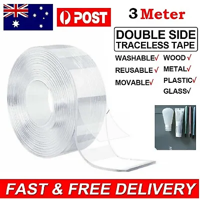 Double Sided Tape Adhesive Mounting Clear Nano Sticky Tape Strong Heavy Duty Gel • $11.99