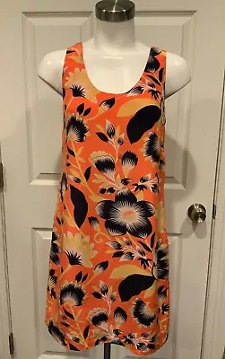 J. Crew Orange W/ Yellow & Navy Floral Pattern Sundress Size 0 (US) • $21