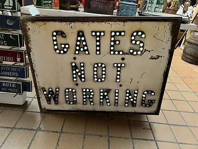 Gates Not Working Vintage Railroad Sign - Glass Reflectors In Heavy Metal • $999