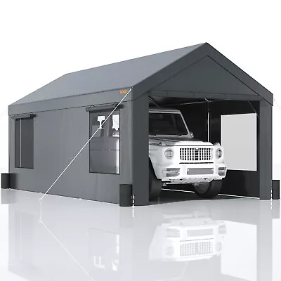 VEVOR Carport Canopy Car Canopy 10 X 20ft 8 Legs Sidewalls & Windows Darkgray • $269.99