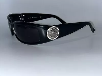 Versace 4044-B Sunglasses Black Silver Coin Medusa Swarovski Crystals Locs • $244.99