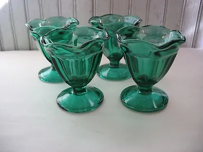 4 Vtg Green Footed Sundae~Ice Cream~Dessert Sundae Parfait Glasses 4  • $24.88