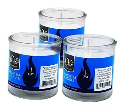  Yahrzeit Memorial Candles - 1 Day Yahrzeit Candle - Yartzeit Candles 24 3 Pack • $20.95