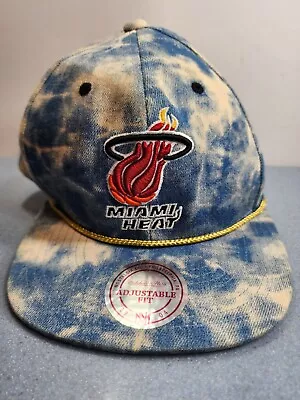 Miami Heat NBA Mitchell & Ness Cap Blue Acid Wash Denim Snapback Hat  • $16.85