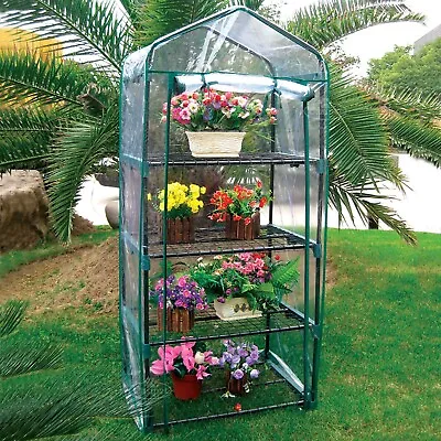 £19.99 • Buy 4 Tier Mini Greenhouse Outdoor Garden Plants Grow Green House PVC Cover