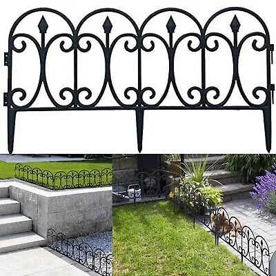 Black Flexible Garden Edging Lawn Grass Picket Border Panel Plastic Wall Fence • £8.90