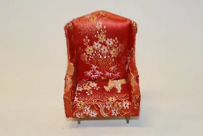 Vintage Dollhouse Furniture 4  Armchair 1960's Ideal Red & Gold Floral Brocade • $13.99