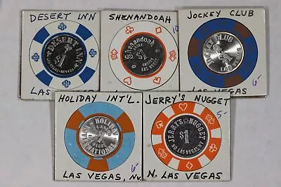 Las Vegas Vintage Casino Poker Chip Lot 5 Chips Desert Inn Jerry's Nugget Joc... • $65