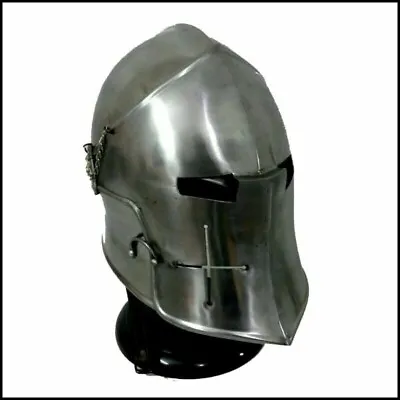 18 Gauge Iron Medieval Visored Barbuta Helmet/silver Polished Finish+LINER • £56.04