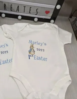 £9.99 • Buy Peter Rabbit Personalised First Easter Short Sleeved Bodysuit Baby Easter Gift