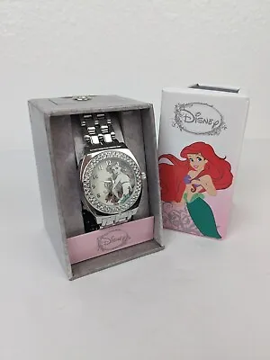 NEW Disney Ariel Little Mermaid Sketch Watch Accutime Pave Bezel Silver Tone • $35.99