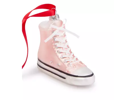 Retro High Top Basketball Shoe Ornament Glass Pink • $15.99